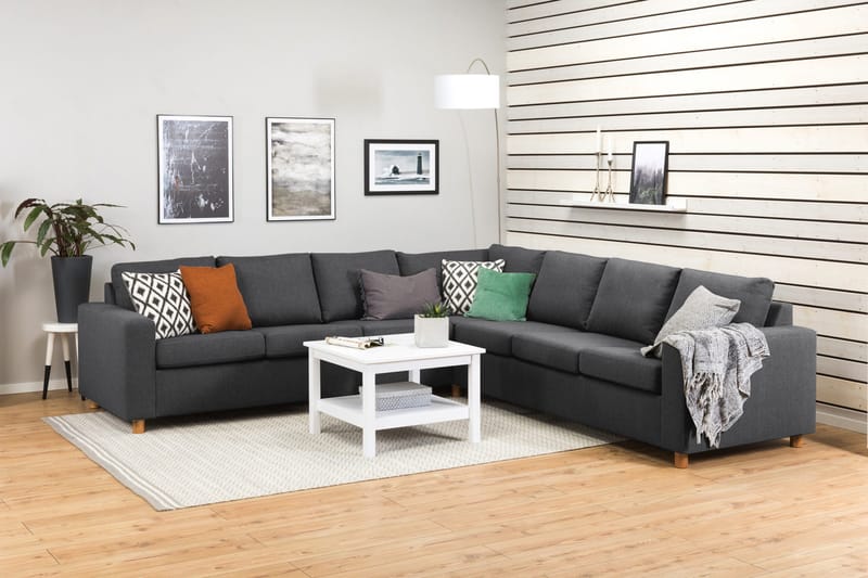 Crazy 6-seters Vendbar L-formet X-Large Hjørnesofa i Stoff - Mørk grå - Møbler - Sofaer - Hjørnesofa