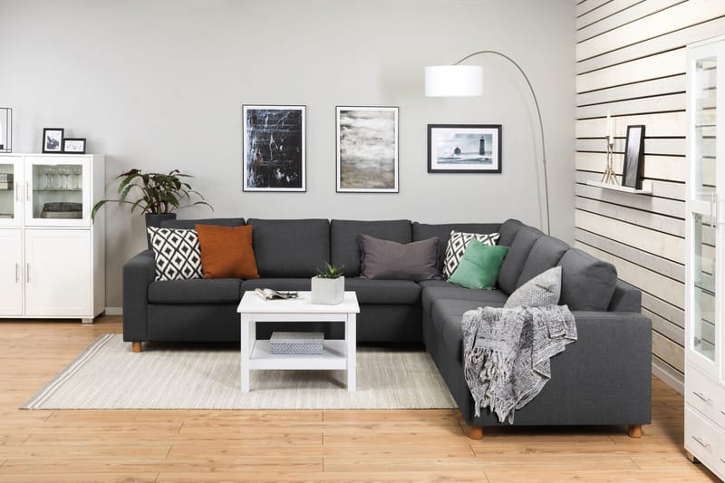 Crazy 6-seters Vendbar L-formet X-Large Hjørnesofa i Stoff - Mørk grå - Møbler - Sofaer - Hjørnesofa