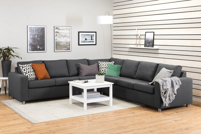 Crazy 6-seters Vendbar L-formet X-Large Hjørnesofa i Stoff - Mørk grå - Møbler - Sofaer - Hjørnesofa