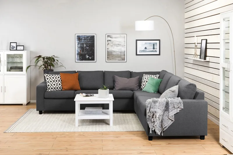 Crazy 6-seters Vendbar L-formet X-Large Hjørnesofa i Stoff - Mørk grå - Møbler - Sofaer - Hjørnesofa