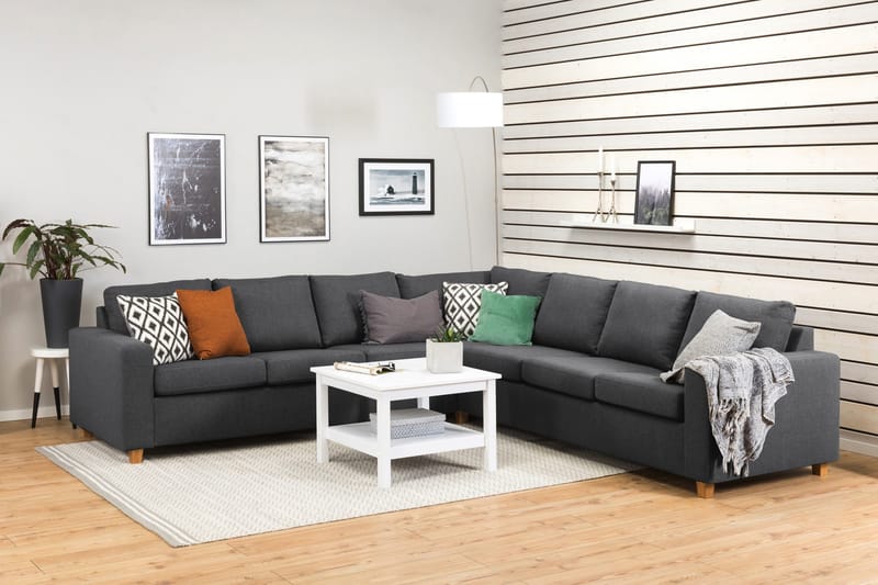 Crazy 6-seters Vendbar L-formet X-Large Hjørnesofa i Stoff - Mørk grå - Møbler - Sofaer - Hjørnesofa