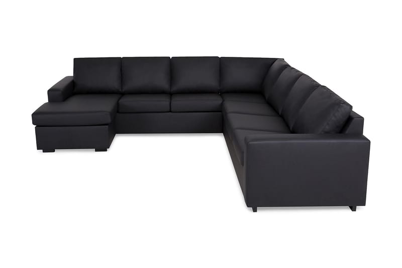 Crazy 6-seters Venstrevendt U-formet Large Hjørnesofa med Divan i Kunstlær - Svart - Møbler - Sofaer - Hjørnesofa - Hjørnesofa med divan