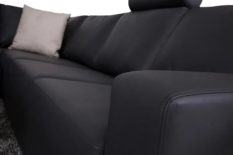 Crazy 6-seters Venstrevendt U-formet Large Hjørnesofa med Divan i Kunstlær - Svart - Møbler - Sofaer - Hjørnesofa - Hjørnesofa med divan