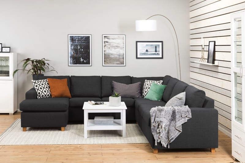 Crazy 6-seters Venstrevendt U-formet Large Hjørnesofa med Divan i Stoff - Antrasitt - Møbler - Sofaer - Hjørnesofa - Hj�ørnesofa med divan