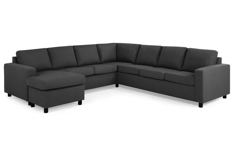 Crazy 6-seters Venstrevendt U-formet Large Hjørnesofa med Divan i Stoff - Antrasitt - Møbler - Sofaer - Hjørnesofa - Hjørnesofa med divan