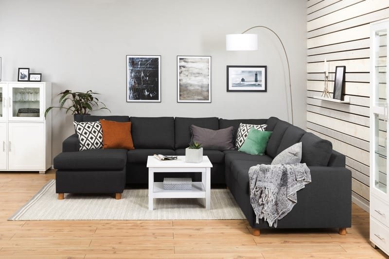 Crazy 6-seters Venstrevendt U-formet Large Hjørnesofa med Divan i Stoff - Antrasitt - Møbler - Sofaer - Hjørnesofa - Hj�ørnesofa med divan