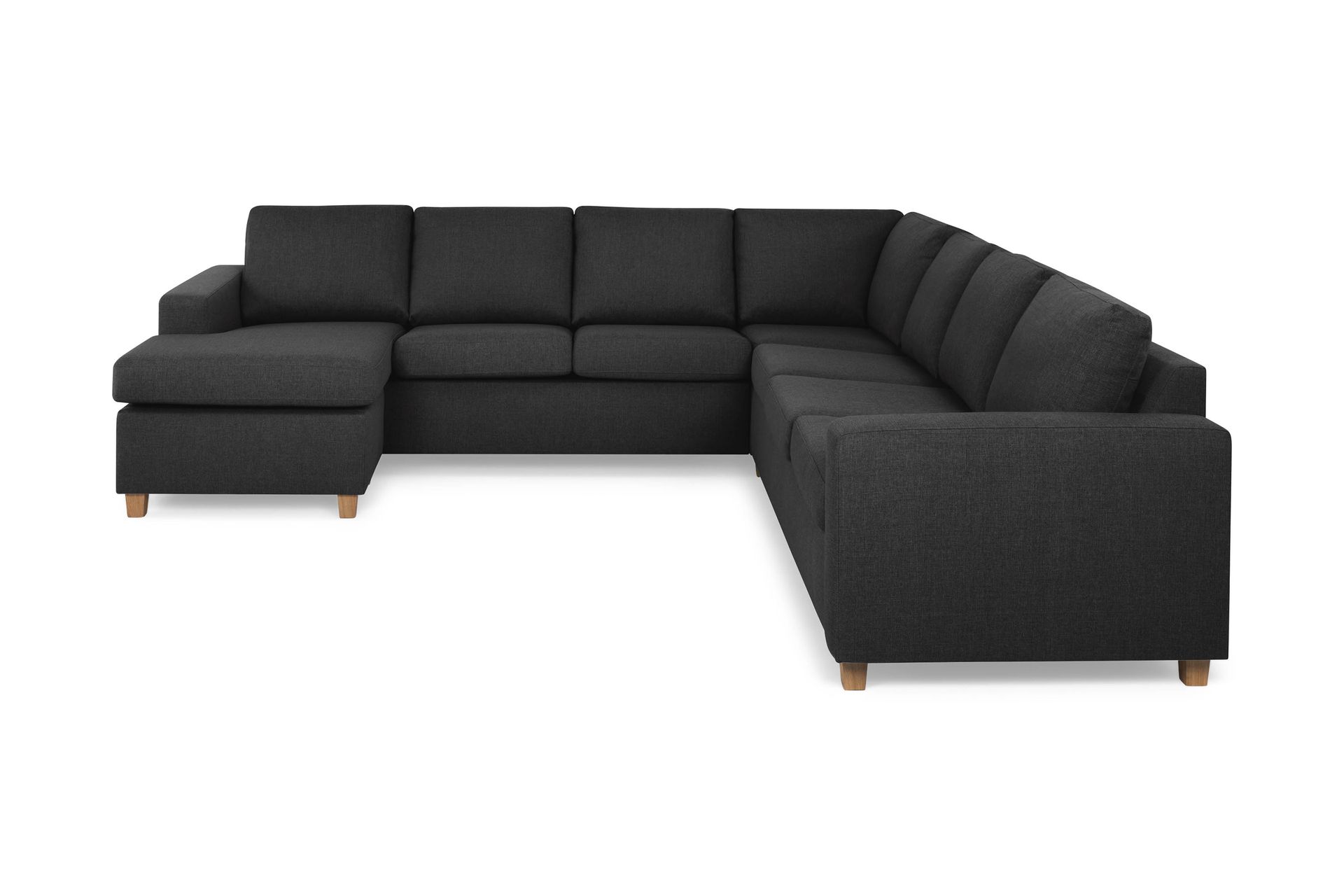 Crazy 6-seters Venstrevendt U-formet Large Hjørnesofa med Divan i Stoff - Antrasitt - Møbler - Sofaer - Hjørnesofa - Hjørnesofa med divan