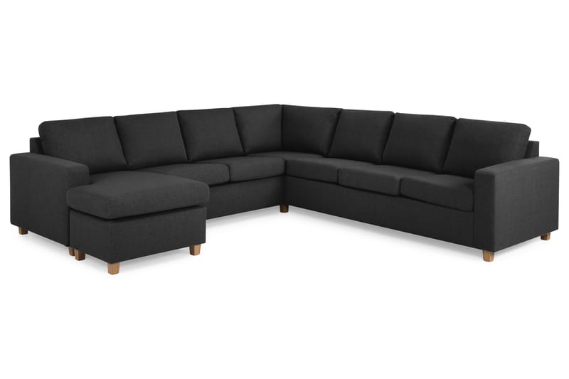 Crazy 6-seters Venstrevendt U-formet Large Hjørnesofa med Divan i Stoff - Antrasitt - Møbler - Sofaer - Hjørnesofa - Hjørnesofa med divan