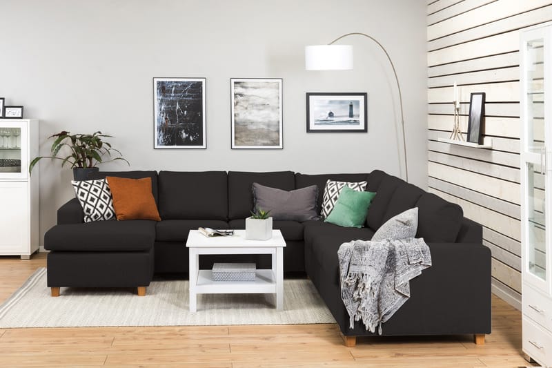 Crazy 6-seters Venstrevendt U-formet Large Hjørnesofa med Divan i Stoff - Antrasitt - Møbler - Sofaer - Hjørnesofa - Hjørnesofa med divan