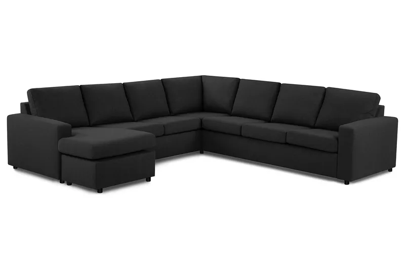 Crazy 6-seters Venstrevendt U-formet Large Hjørnesofa med Divan i Stoff - Antrasitt - Møbler - Sofaer - Hjørnesofa - Hjørnesofa med divan