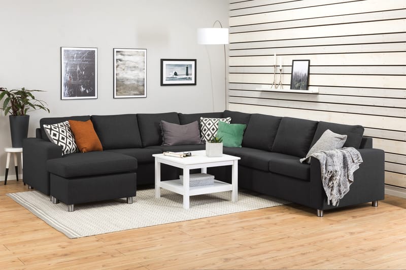 Crazy 6-seters Venstrevendt U-formet Large Hjørnesofa med Divan i Stoff - Antrasitt - Møbler - Sofaer - Hjørnesofa - Hjørnesofa med divan