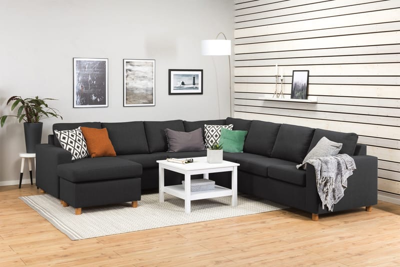 Crazy 6-seters Venstrevendt U-formet Large Hjørnesofa med Divan i Stoff - Antrasitt - Møbler - Sofaer - Hjørnesofa - Hjørnesofa med divan