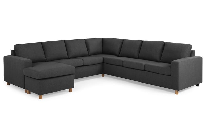 Crazy 6-seters Venstrevendt U-formet Large Hjørnesofa med Divan i Stoff - Antrasitt - Møbler - Sofaer - Hjørnesofa - Hjørnesofa med divan