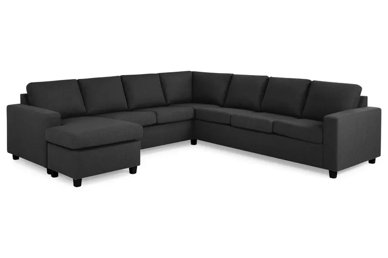 Crazy 6-seters Venstrevendt U-formet Large Hjørnesofa med Divan i Stoff - Antrasitt - Møbler - Sofaer - Hjørnesofa - Hjørnesofa med divan