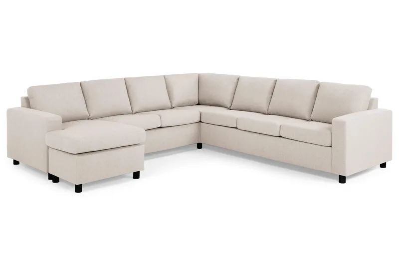 Crazy 6-seters Venstrevendt U-formet Large Hjørnesofa med Divan i Stoff - Beige - Møbler - Sofaer - Hjørnesofa - Hjørnesofa med divan