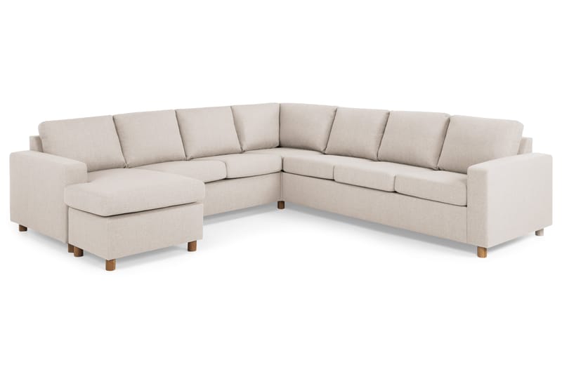 Crazy 6-seters Venstrevendt U-formet Large Hjørnesofa med Divan i Stoff - Beige - Møbler - Sofaer - Hjørnesofa - Hjørnesofa med divan