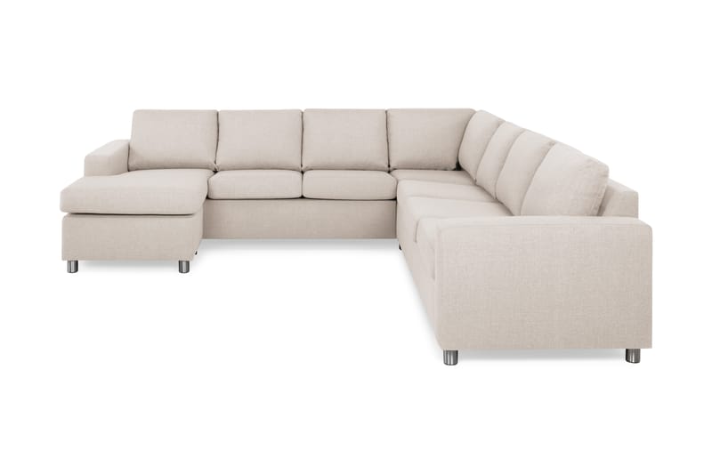 Crazy 6-seters Venstrevendt U-formet Large Hjørnesofa med Divan i Stoff - Beige - Møbler - Sofaer - Hjørnesofa - Hjørnesofa med divan