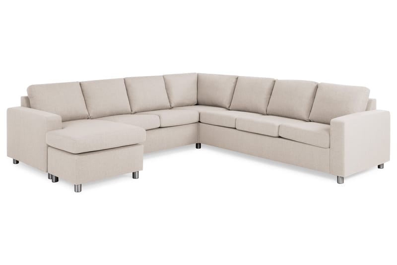 Crazy 6-seters Venstrevendt U-formet Large Hjørnesofa med Divan i Stoff - Beige - Møbler - Sofaer - Hjørnesofa - Hjørnesofa med divan