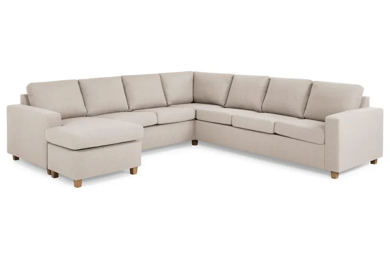 Crazy 6-seters Venstrevendt U-formet Large Hjørnesofa med Divan i Stoff - Beige - Møbler - Sofaer - Hjørnesofa