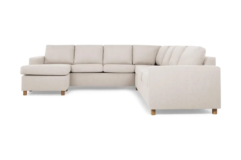 Crazy 6-seters Venstrevendt U-formet Large Hjørnesofa med Divan i Stoff, Beige