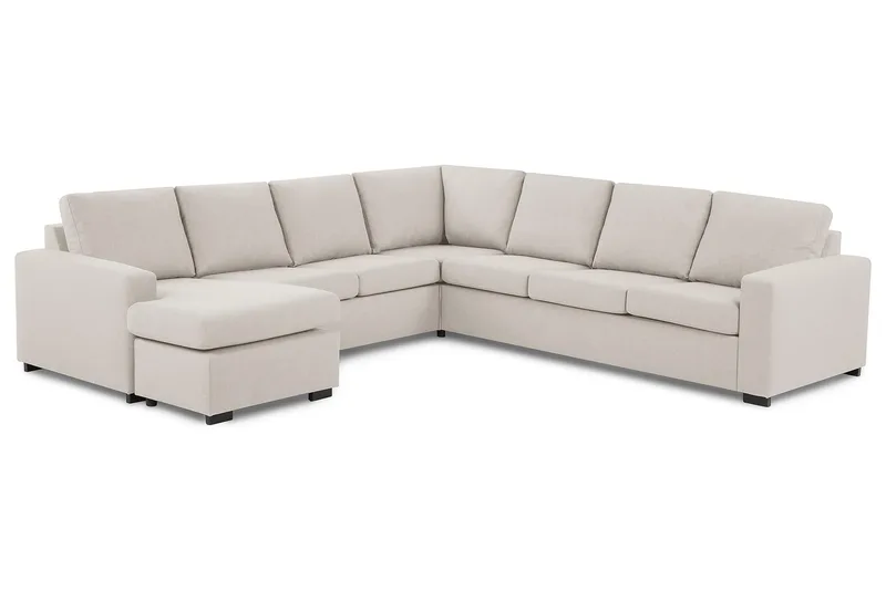 Crazy 6-seters Venstrevendt U-formet Large Hjørnesofa med Divan i Stoff - Beige - Møbler - Sofaer - Hjørnesofa