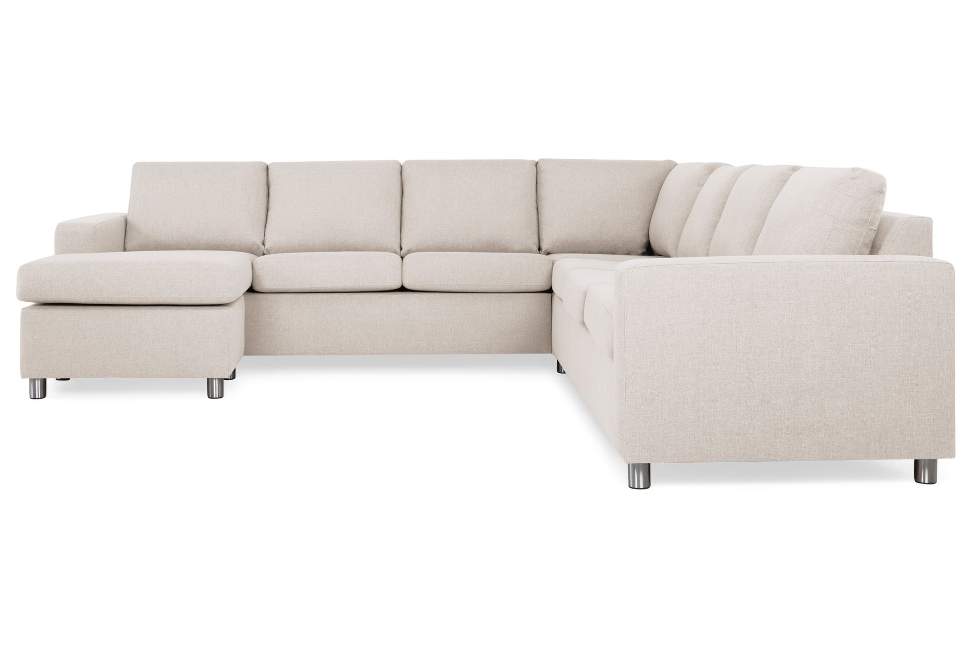 Crazy 6-seters Venstrevendt U-formet Large Hjørnesofa med Divan i Stoff - Beige - Møbler - Sofaer - Hjørnesofa - Hjørnesofa med divan
