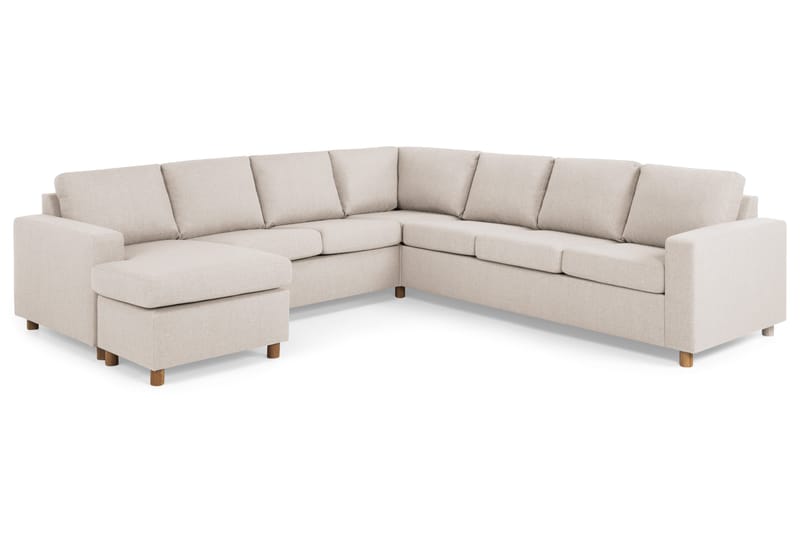 Crazy 6-seters Venstrevendt U-formet Large Hjørnesofa med Divan i Stoff - Beige - Møbler - Sofaer - Hjørnesofa