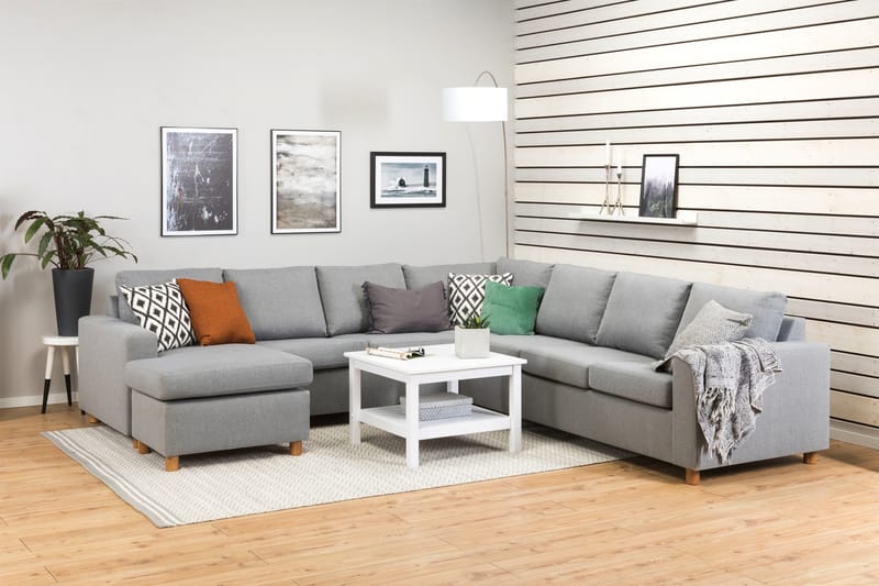 Crazy 6-seters Venstrevendt U-formet Large Hjørnesofa med Divan i Stoff - Grå - Møbler - Sofaer - Hjørnesofa - Hjørnesofa med divan