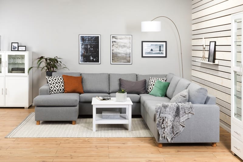 Crazy 6-seters Venstrevendt U-formet Large Hjørnesofa med Divan i Stoff - Grå - Møbler - Sofaer - Hjørnesofa - Hjørnesofa med divan