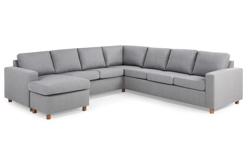 Crazy 6-seters Venstrevendt U-formet Large Hjørnesofa med Divan i Stoff - Grå - Møbler - Sofaer - Hjørnesofa - Hjørnesofa med divan