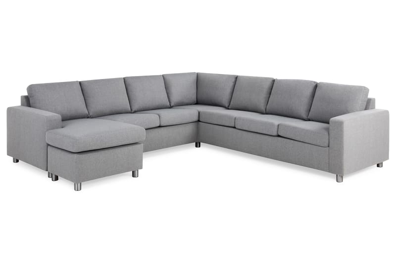Crazy 6-seters Venstrevendt U-formet Large Hjørnesofa med Divan i Stoff - Grå - Møbler - Sofaer - Hjørnesofa - Hjørnesofa med divan