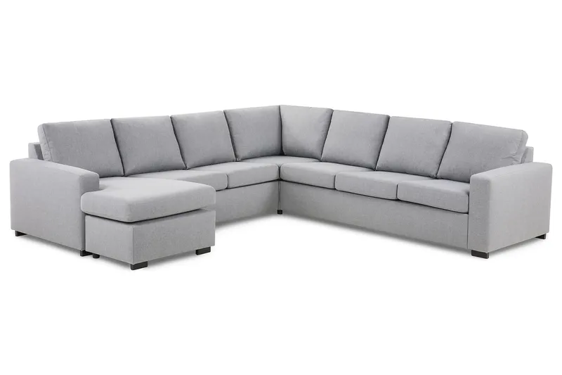 Crazy 6-seters Venstrevendt U-formet Large Hjørnesofa med Divan i Stoff - Grå - Møbler - Sofaer - Hjørnesofa - Hjørnesofa med divan