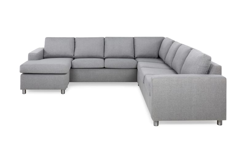 Crazy 6-seters Venstrevendt U-formet Large Hjørnesofa med Divan i Stoff, Grå