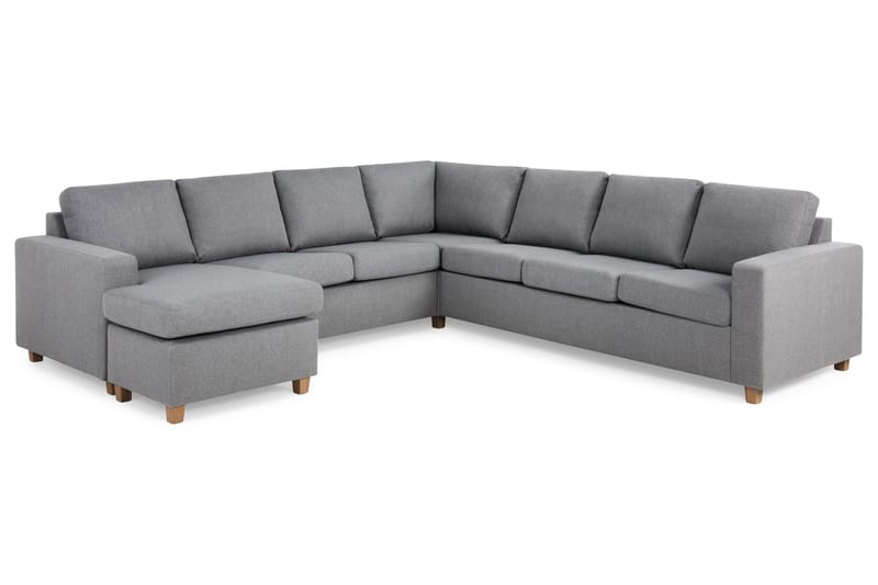 Crazy 6-seters Venstrevendt U-formet Large Hjørnesofa med Divan i Stoff - Grå - Møbler - Sofaer - Hjørnesofa - Hjørnesofa med divan