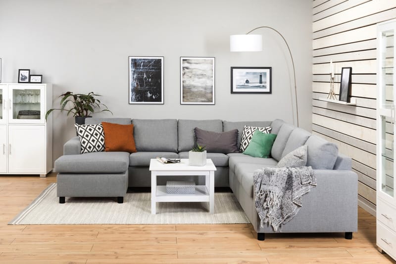 Crazy 6-seters Venstrevendt U-formet Large Hjørnesofa med Divan i Stoff - Grå - Møbler - Sofaer - Hjørnesofa - Hjørnesofa med divan