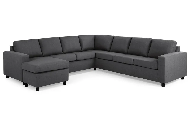 Crazy 6-seters Venstrevendt U-formet Large Hjørnesofa med Divan i Stoff - Mørk grå - Møbler - Sofaer - Hjørnesofa - Hjørnesofa med divan