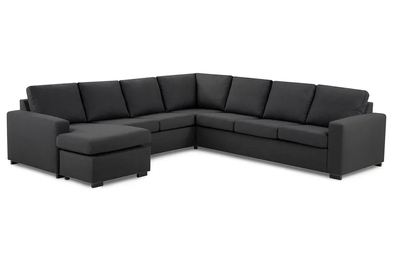 Crazy 6-seters Venstrevendt U-formet Large Hjørnesofa med Divan i Stoff - Mørk grå - Møbler - Sofaer - Hjørnesofa - Hjørnesofa med divan