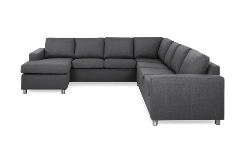 Crazy 6-seters Venstrevendt U-formet Large Hjørnesofa med Divan i Stoff - Mørk grå - Møbler - Sofaer - Hjørnesofa - Hjørnesofa med divan