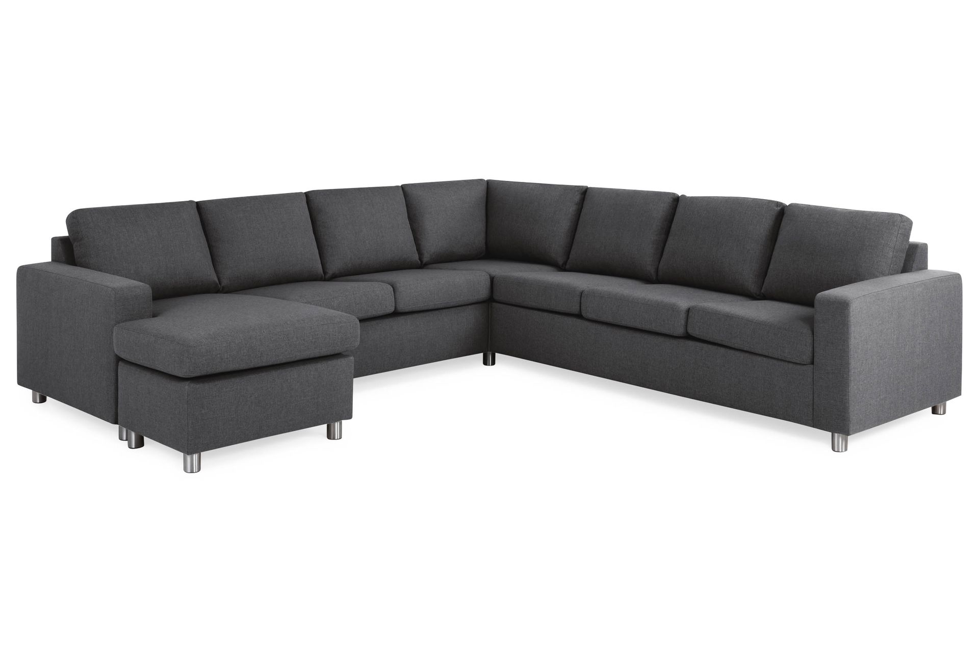 Crazy 6-seters Venstrevendt U-formet Large Hjørnesofa med Divan i Stoff - Mørk grå - Møbler - Sofaer - Hjørnesofa - Hjørnesofa med divan