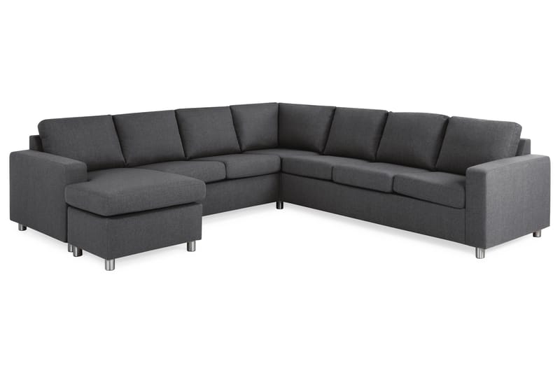 Crazy 6-seters Venstrevendt U-formet Large Hjørnesofa med Divan i Stoff - Mørk grå - Møbler - Sofaer - Hjørnesofa - Hjørnesofa med divan