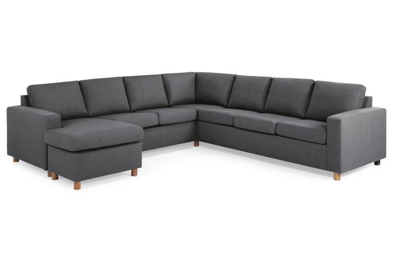 Crazy 6-seters Venstrevendt U-formet Large Hjørnesofa med Divan i Stoff - Mørk grå - Møbler - Sofaer - Hjørnesofa - Hjørnesofa med divan