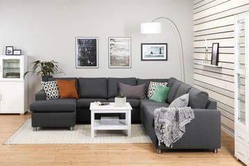 Crazy 6-seters Venstrevendt U-formet Large Hjørnesofa med Divan i Stoff - Mørk grå - Møbler - Sofaer - Hjørnesofa - Hjørnesofa med divan