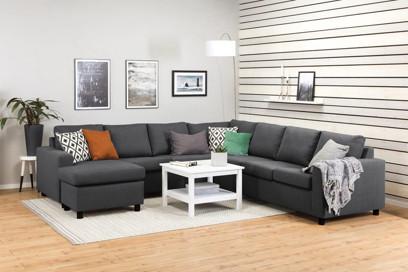 Crazy 6-seters Venstrevendt U-formet Large Hjørnesofa med Divan i Stoff - Mørk grå - Møbler - Sofaer - Hjørnesofa - Hjørnesofa med divan