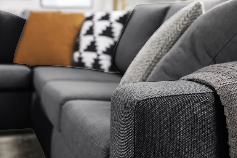 Crazy 6-seters Venstrevendt U-formet Large Hjørnesofa med Divan i Stoff - Mørk grå - Møbler - Sofaer - Hjørnesofa - Hjørnesofa med divan