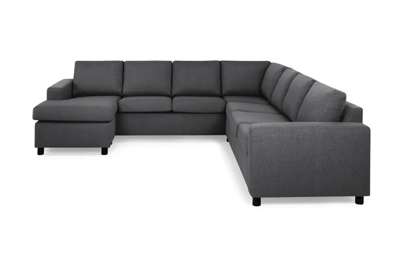 Crazy 6-seters Venstrevendt U-formet Large Hjørnesofa med Divan i Stoff, Mørk grå