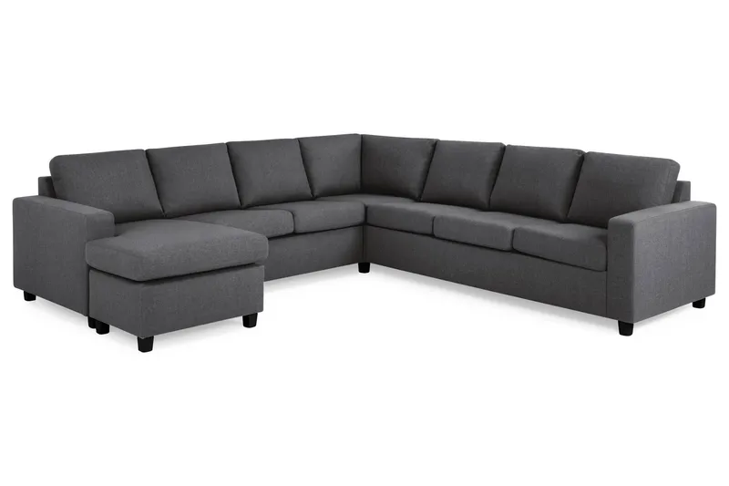 Crazy 6-seters Venstrevendt U-formet Large Hjørnesofa med Divan i Stoff - Mørk grå - Møbler - Sofaer - Hjørnesofa - Hjørnesofa med divan