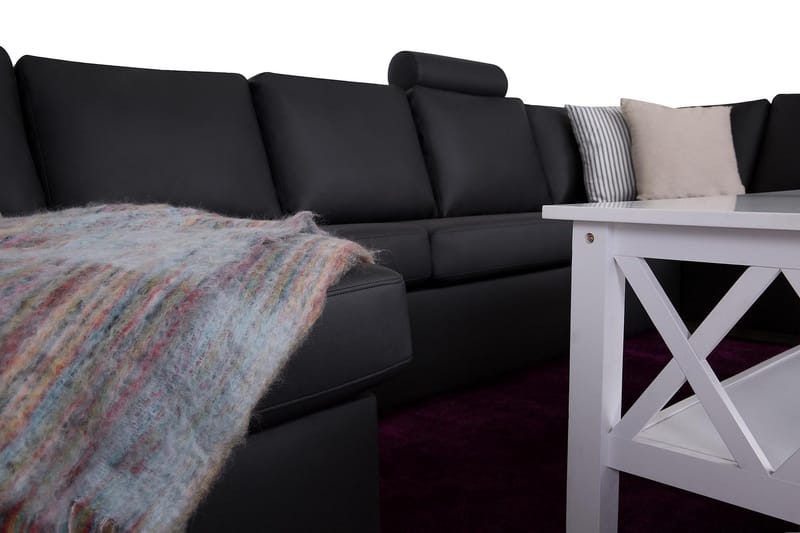Crazy 6-seters Venstrevendt U-formet X-Large Hjørnesofa med Divan i Kunstlær - Svart - Møbler - Sofaer - Hjørnesofa - Hjørnesofa med divan