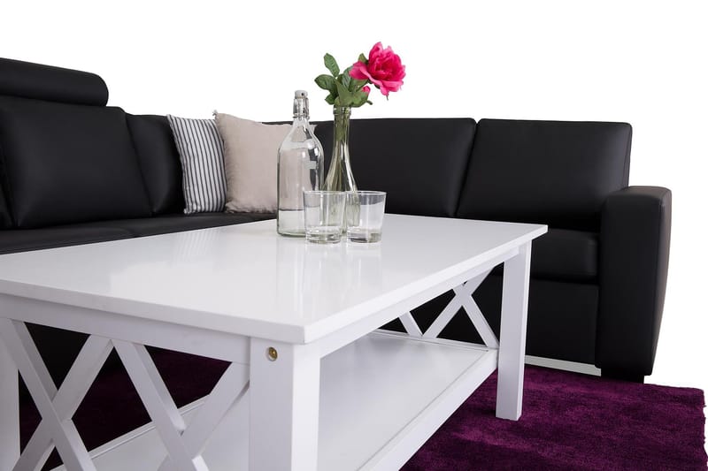 Crazy 6-seters Venstrevendt U-formet X-Large Hjørnesofa med Divan i Kunstlær - Svart - Møbler - Sofaer - Hjørnesofa - Hjørnesofa med divan