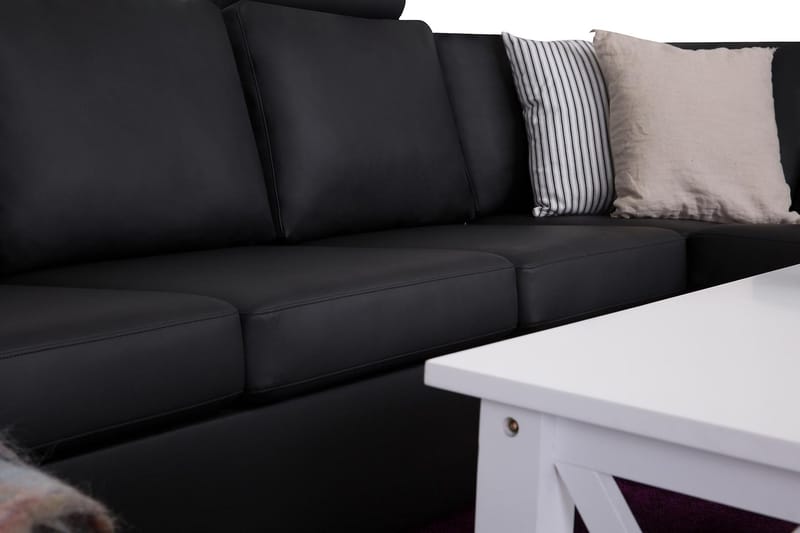 Crazy 6-seters Venstrevendt U-formet X-Large Hjørnesofa med Divan i Kunstlær - Svart - Møbler - Sofaer - Hjørnesofa - Hjørnesofa med divan
