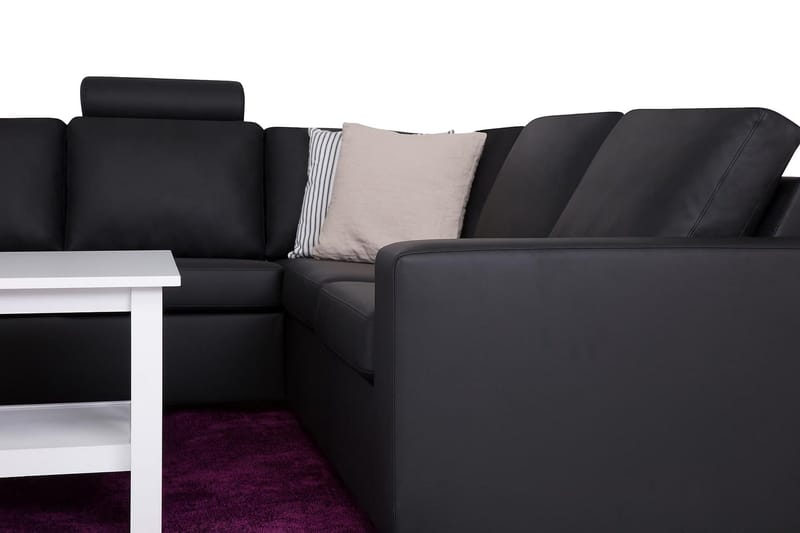 Crazy 6-seters Venstrevendt U-formet X-Large Hjørnesofa med Divan i Kunstlær - Svart - Møbler - Sofaer - Hjørnesofa - Hjørnesofa med divan